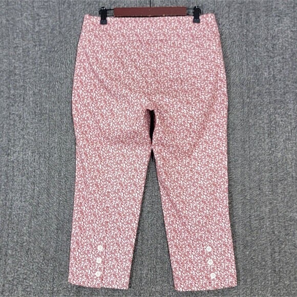 Counterparts Capri Pants Womens 10 Red White Floral Super Stretch Pull On - Picture 8 of 13